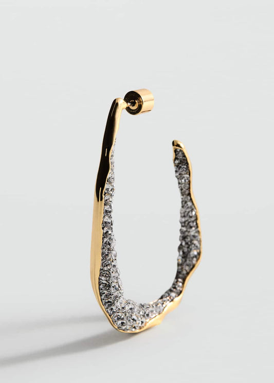 MANGO - Hoops crystal earrings gold - One size - Woman