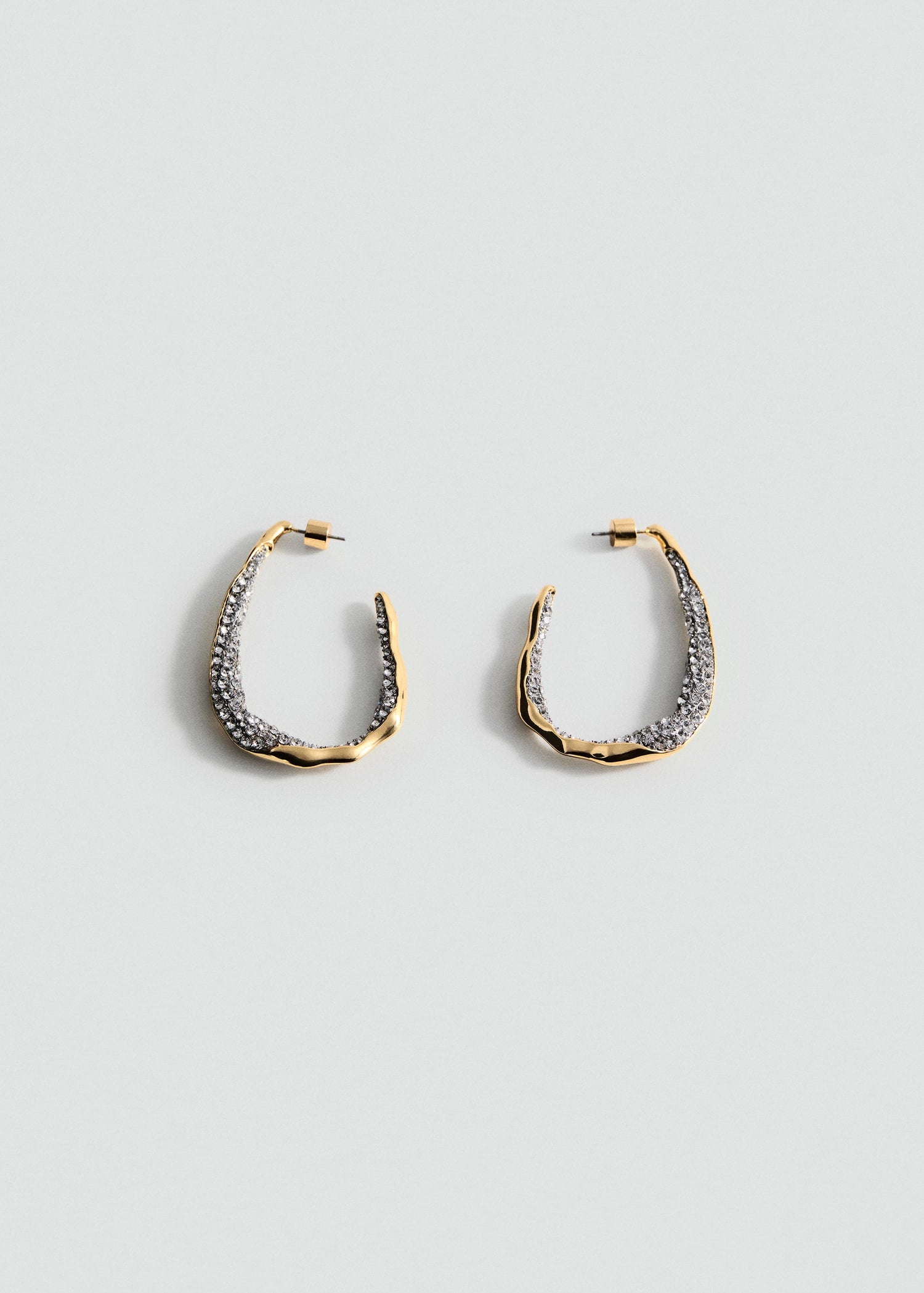 MANGO - Hoops crystal earrings gold - One size - Woman