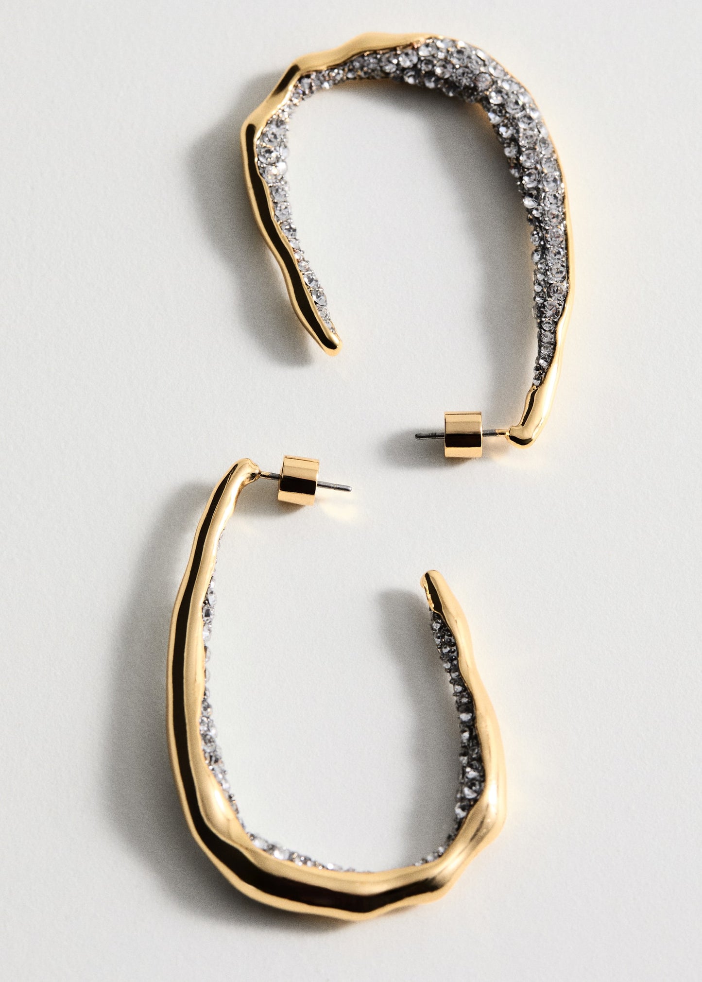 MANGO - Hoops crystal earrings gold - One size - Woman