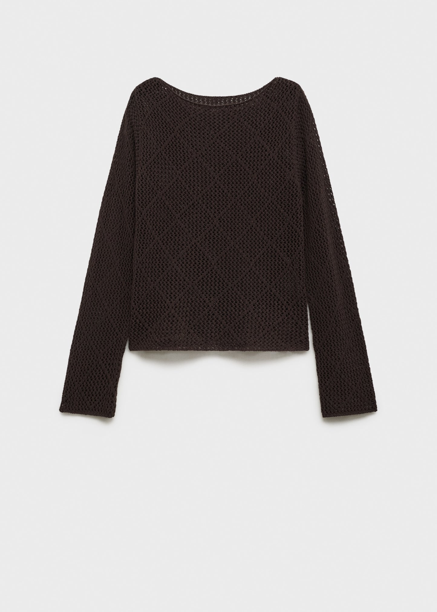 MANGO - Openwork knit cotton sweater chocolate - M - Woman