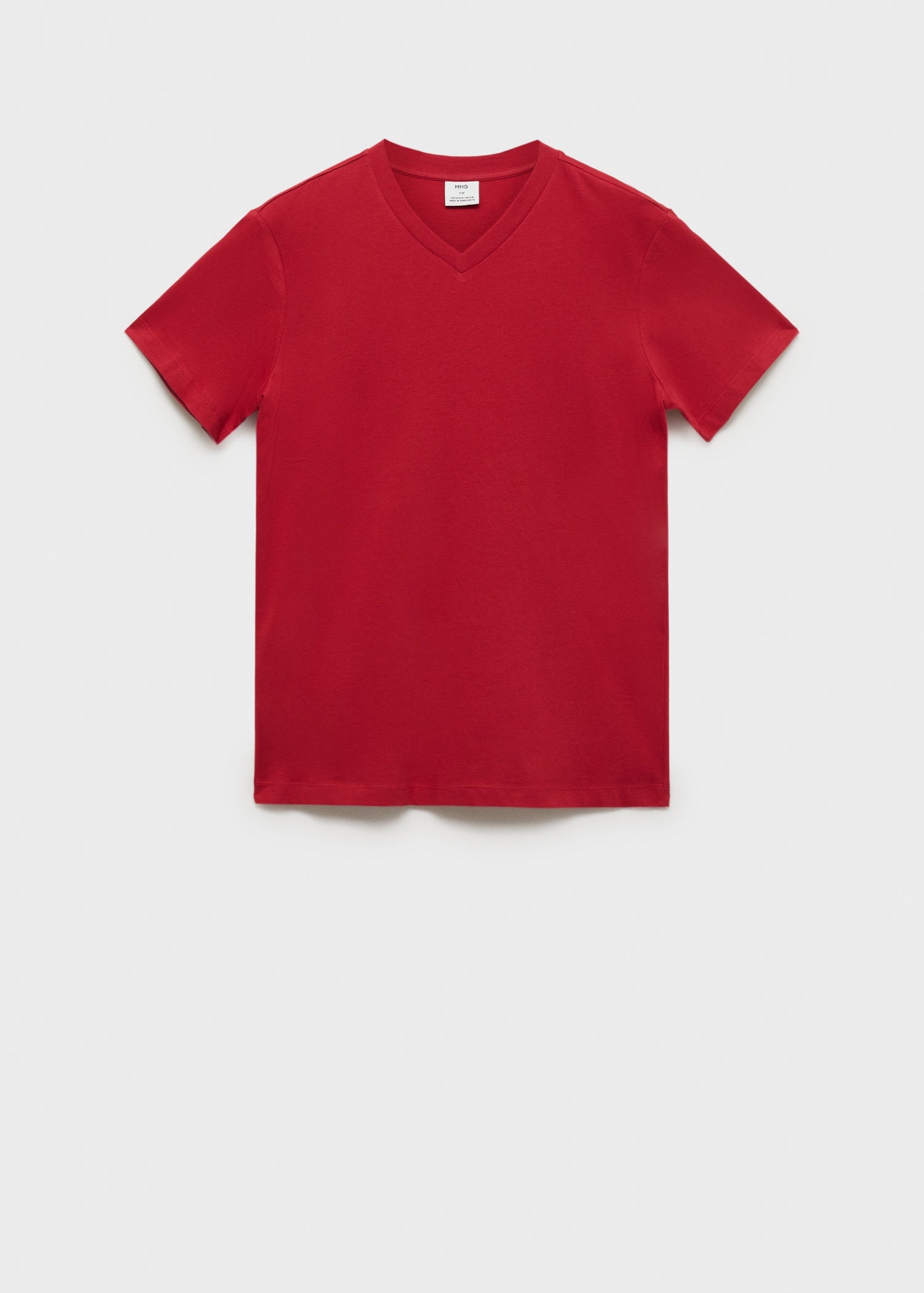 MANGO MAN - 100% cotton slim-fit V-neck t-shirt red - XL - Man