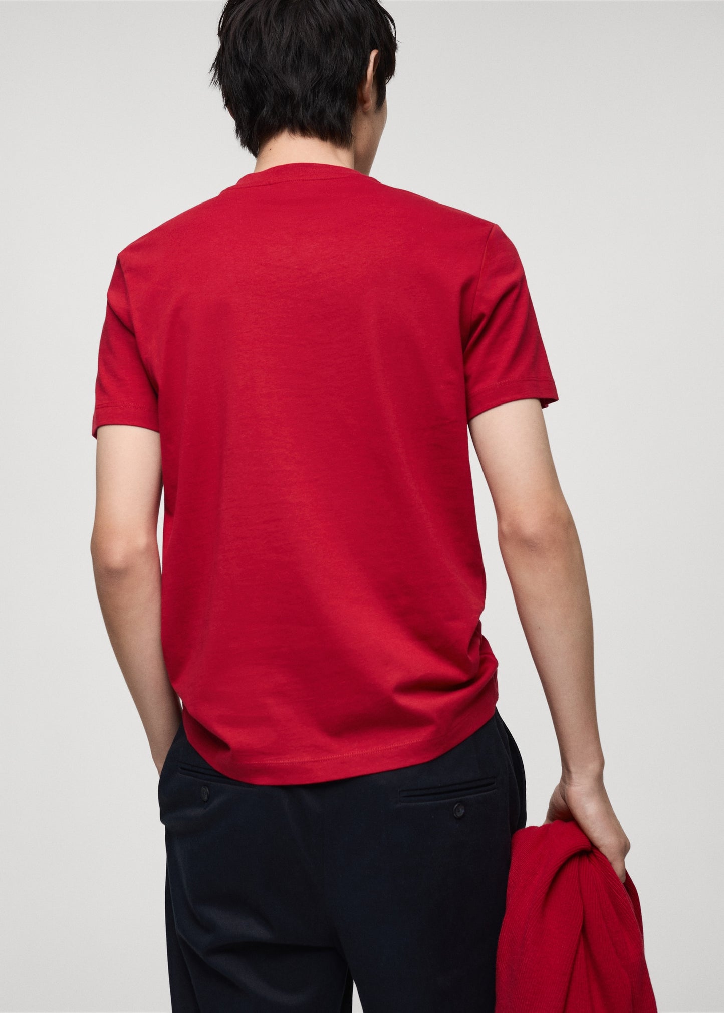 MANGO MAN - 100% cotton slim-fit V-neck t-shirt red - XL - Man