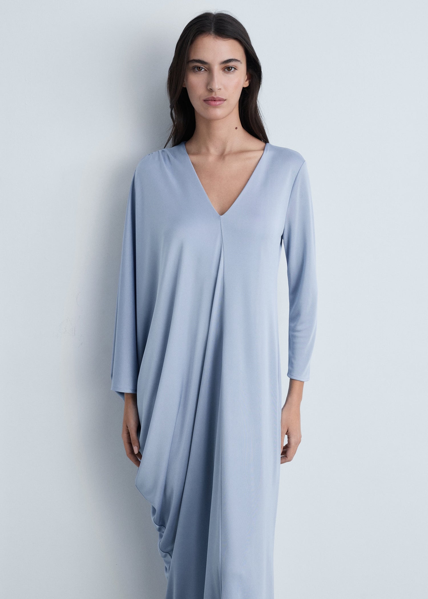 MANGO - Asymmetric draped gown sky blue - 4 - Woman