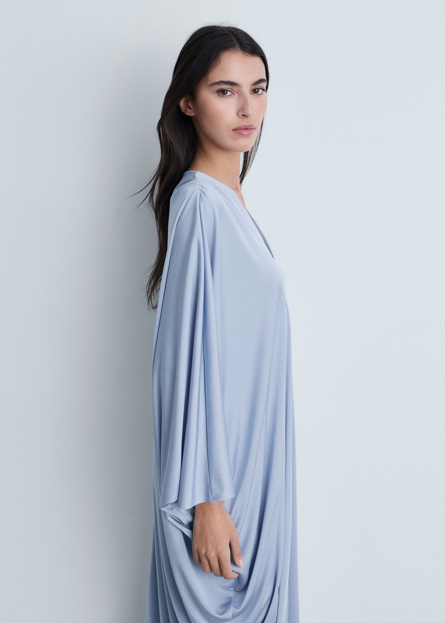 MANGO - Asymmetric draped gown sky blue - 4 - Woman