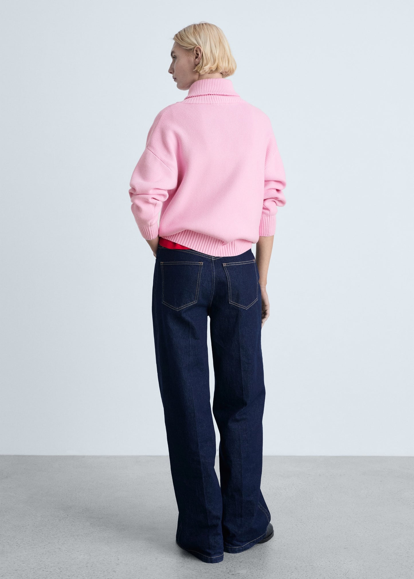 MANGO - Contrasting knitted sweater with zip pink - L - Woman