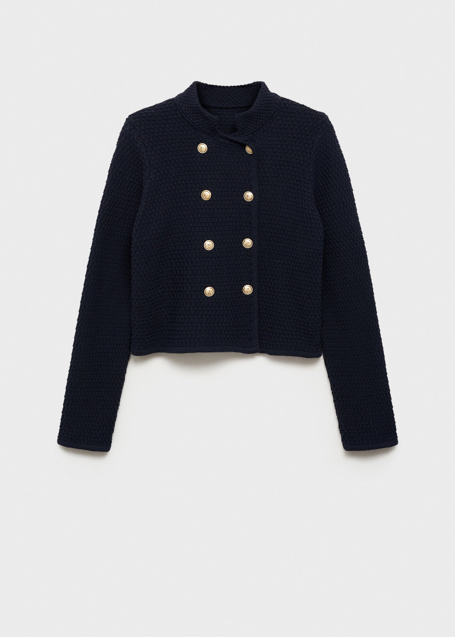 MANGO - Double-breasted knitted jacket navy - M - Woman