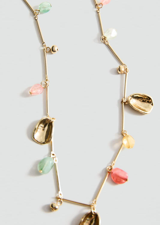 MANGO - Combined bead chain necklace gold - One size - Woman