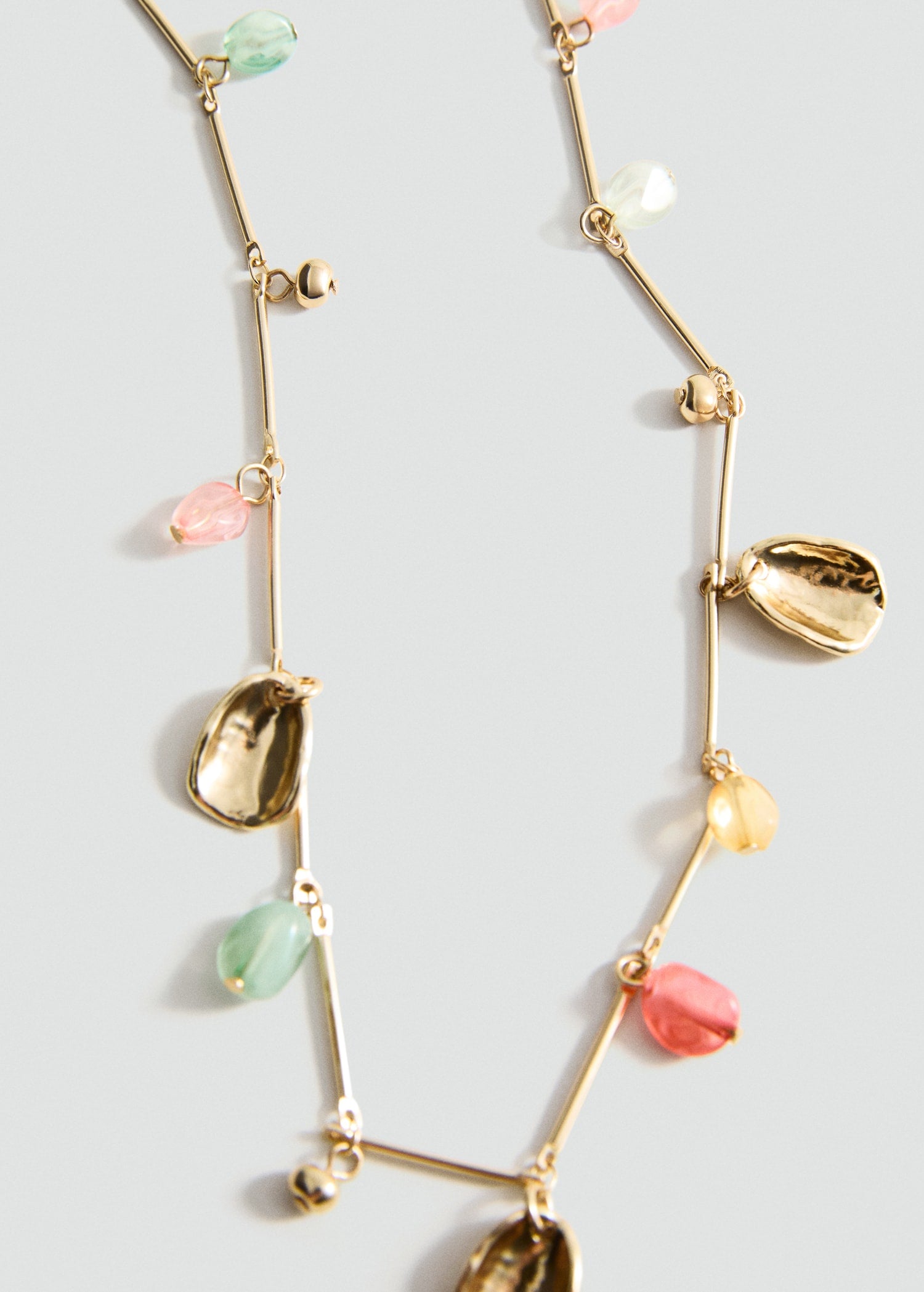 MANGO - Combined bead chain necklace gold - One size - Woman