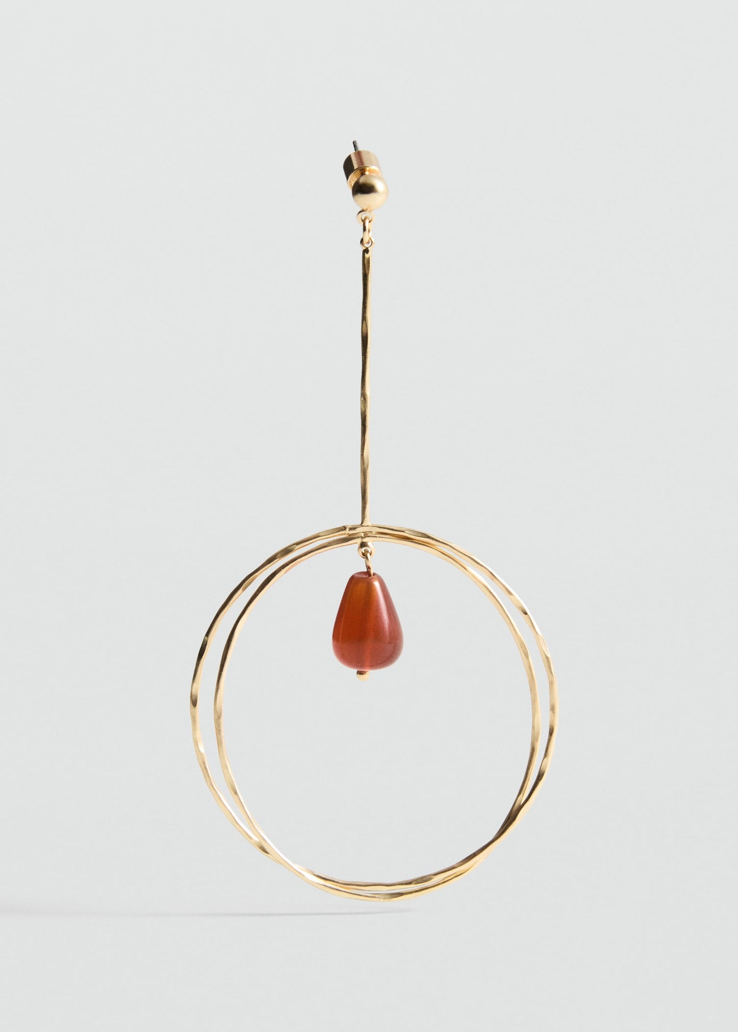 MANGO - Hanging hoop earrings with ball detail gold - One size - Woman