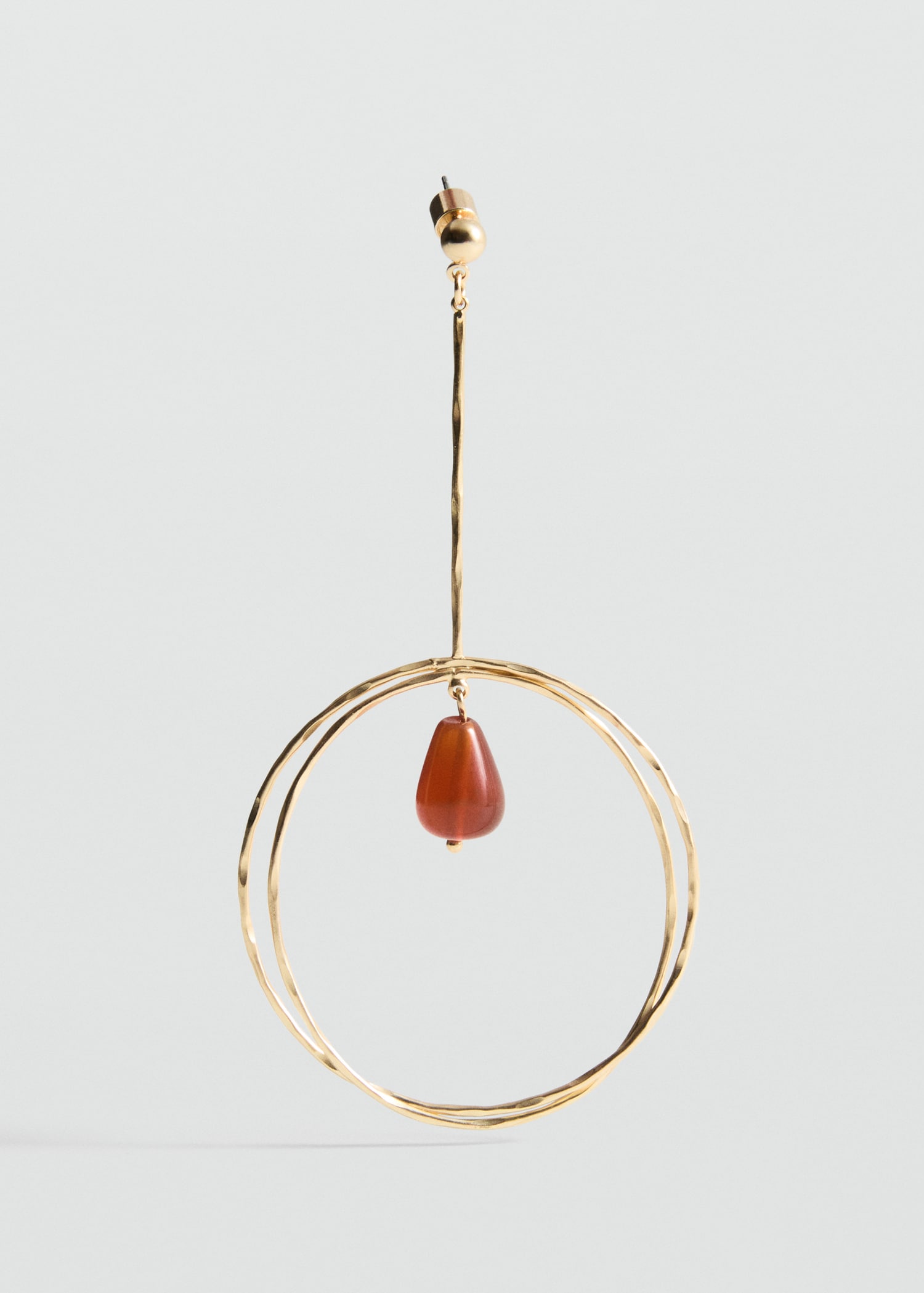 MANGO - Hanging hoop earrings with ball detail gold - One size - Woman