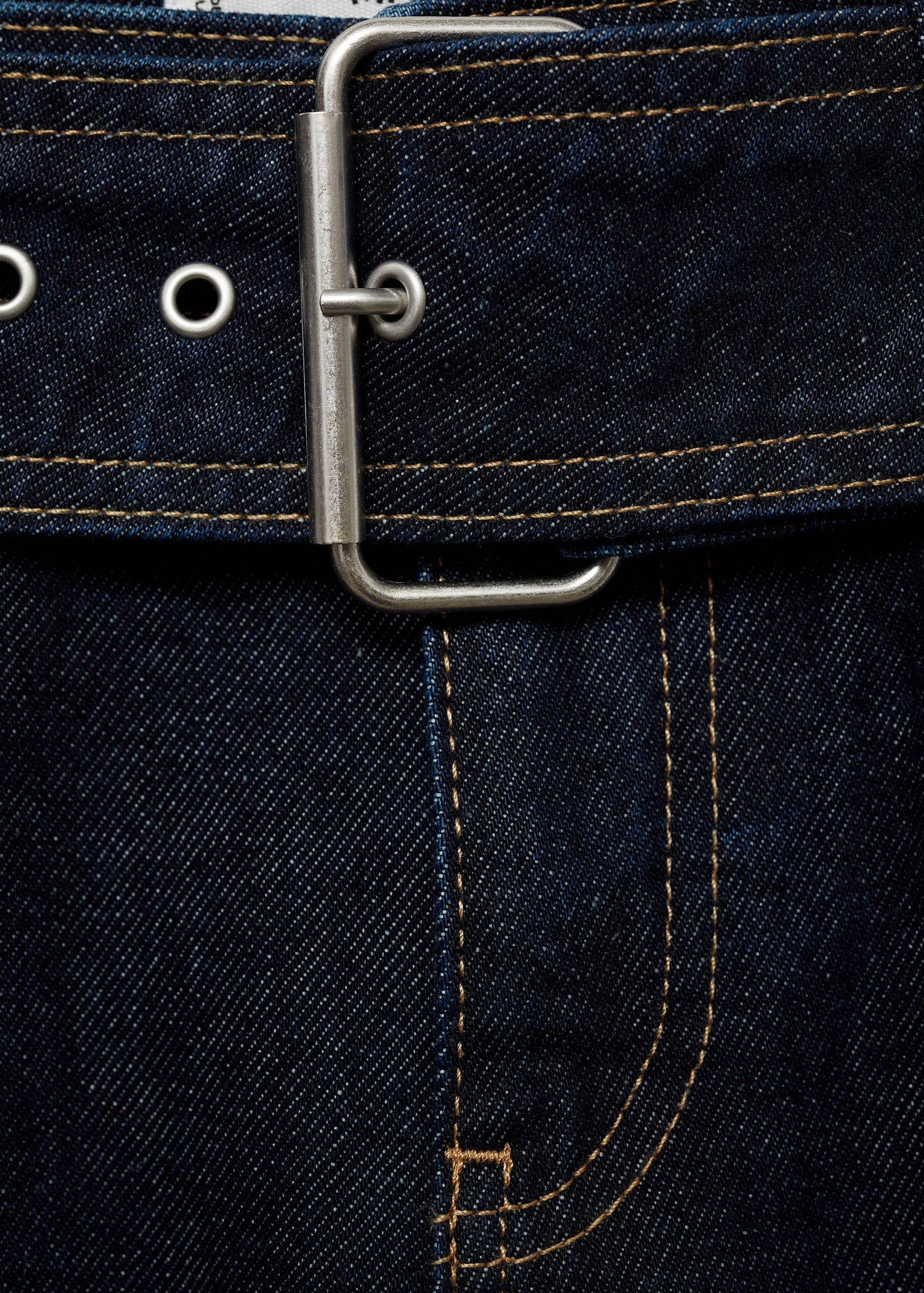 MANGO - Low-rise straight jeans with belt open blue - 8 - Woman