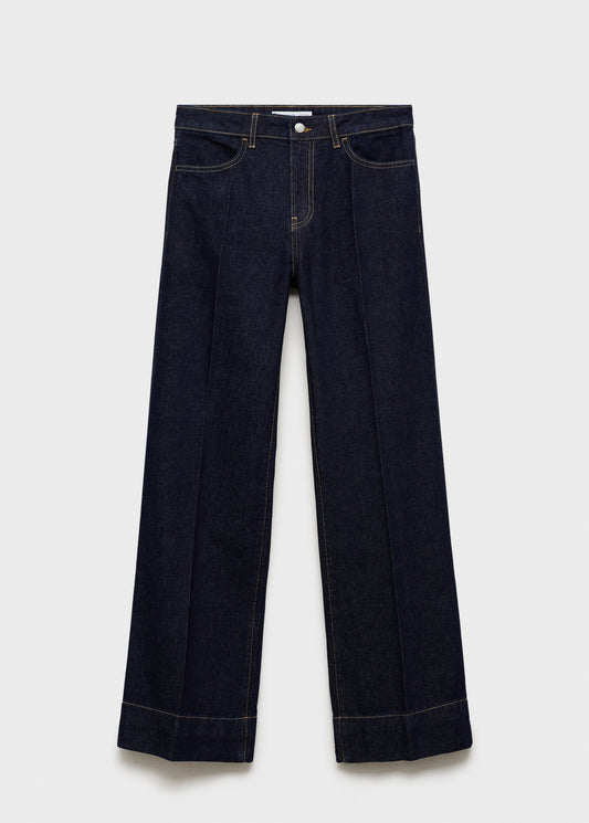 MANGO - Wideleg mid-rise jeans open blue - 12 - Woman