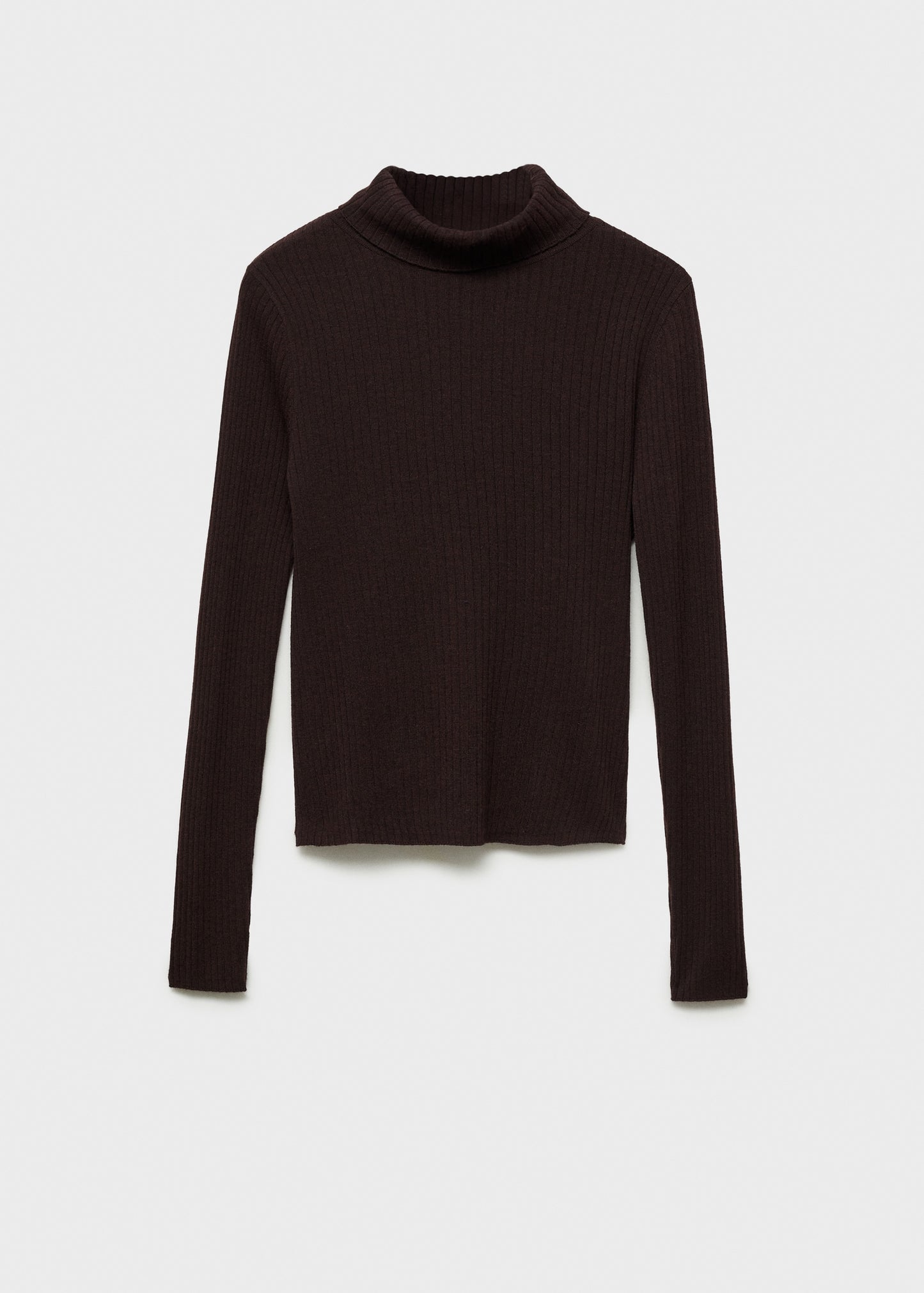 MANGO - Wool blend turtleneck sweater chocolate - XS - Woman