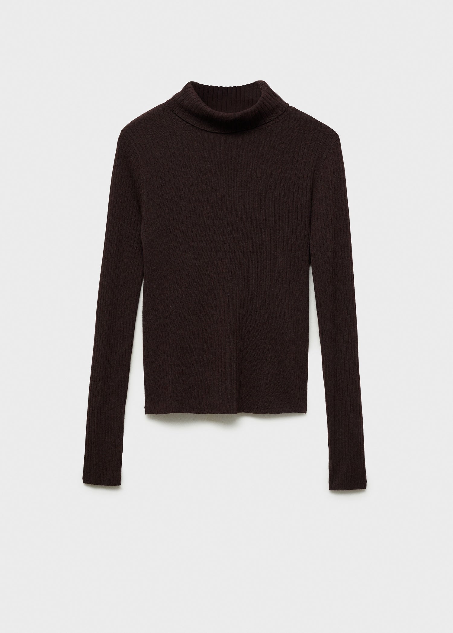 MANGO - Wool blend turtleneck sweater chocolate - XS - Woman