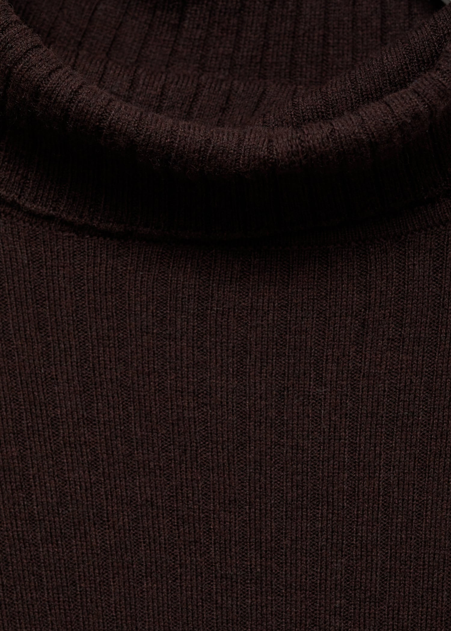 MANGO - Wool blend turtleneck sweater chocolate - XS - Woman