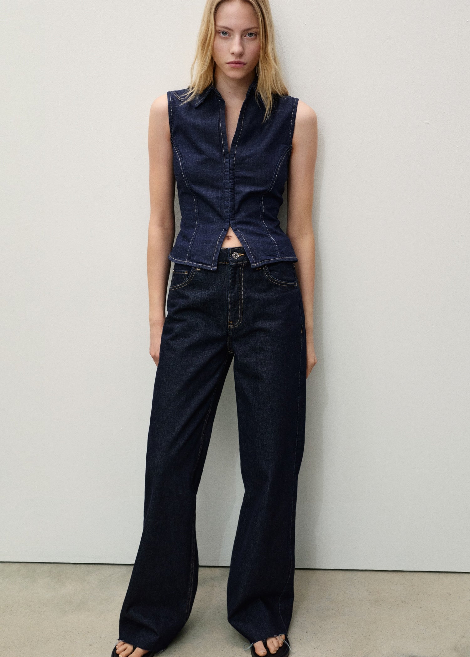 MANGO - Danila wideleg rinse-wash jeans open blue - 2 - Woman