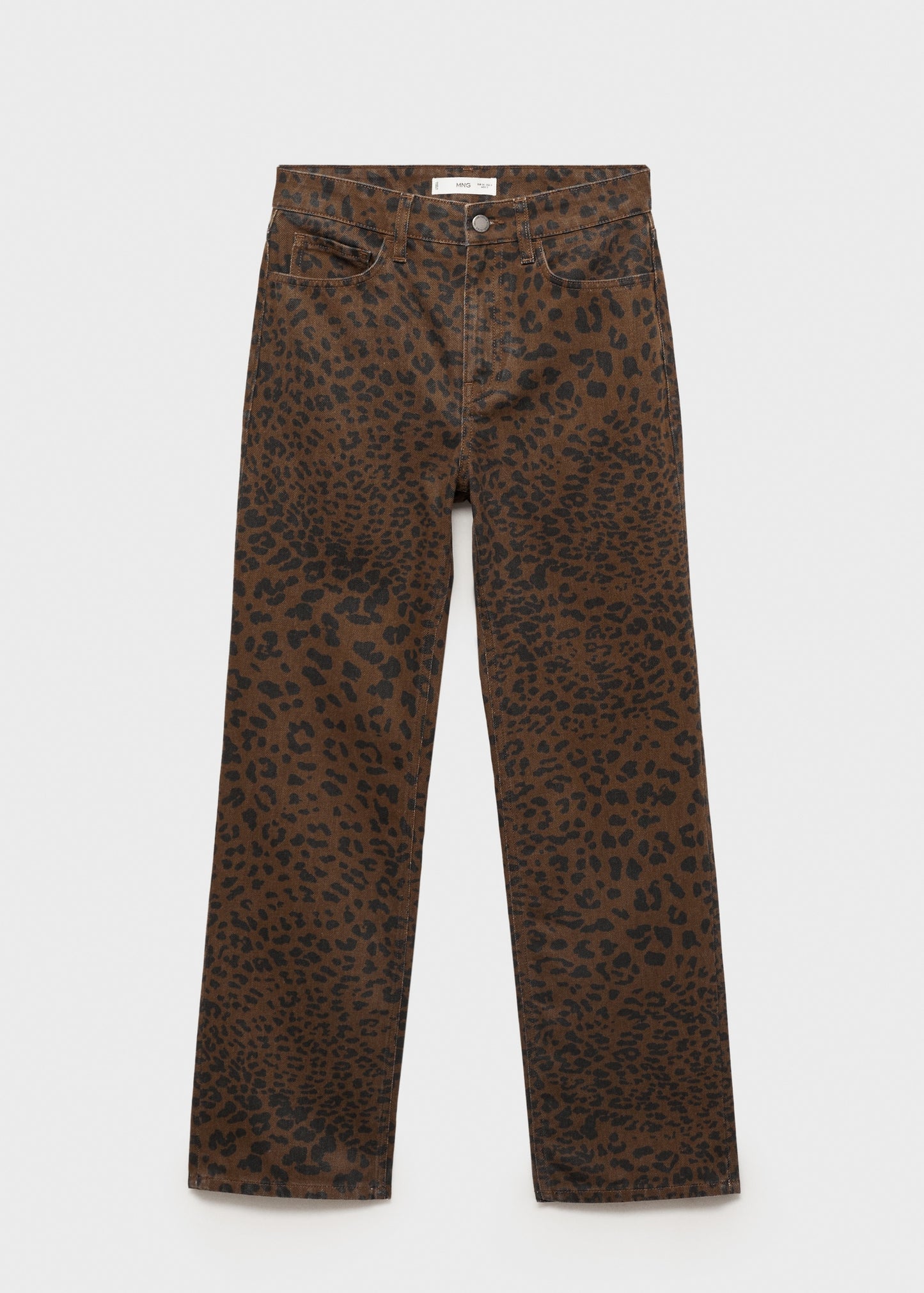 MANGO - Leopard-print straight jeans chocolate - 12 - Woman