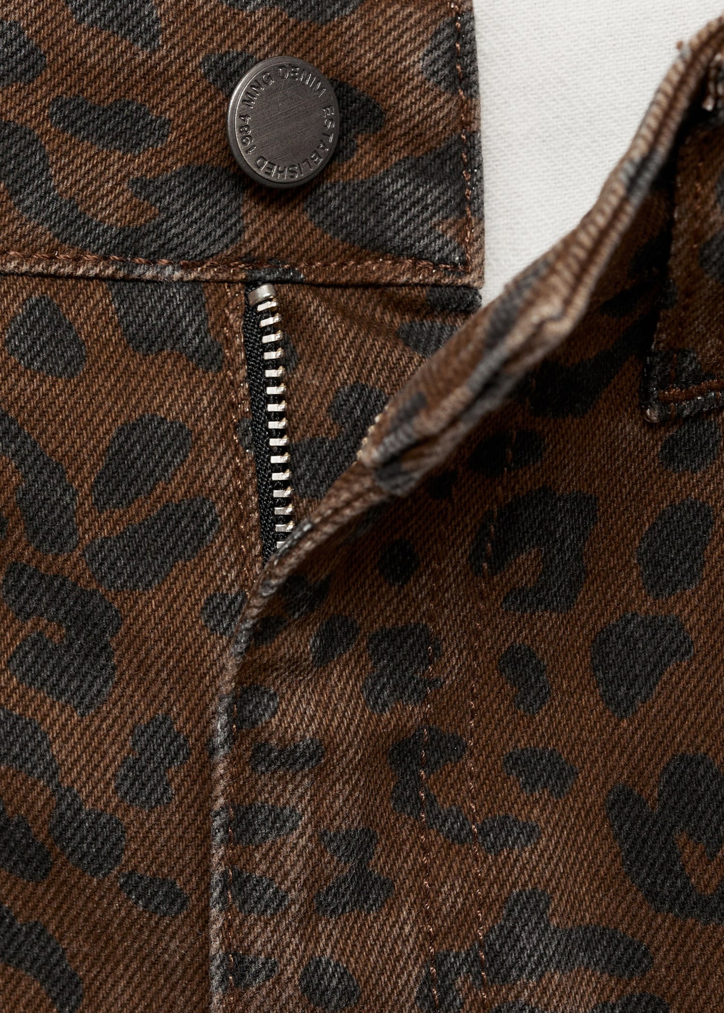MANGO - Leopard-print straight jeans chocolate - 12 - Woman