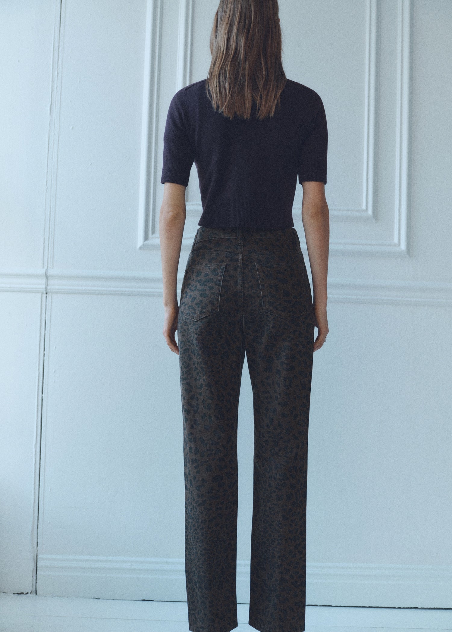 MANGO - Leopard-print straight jeans chocolate - 12 - Woman