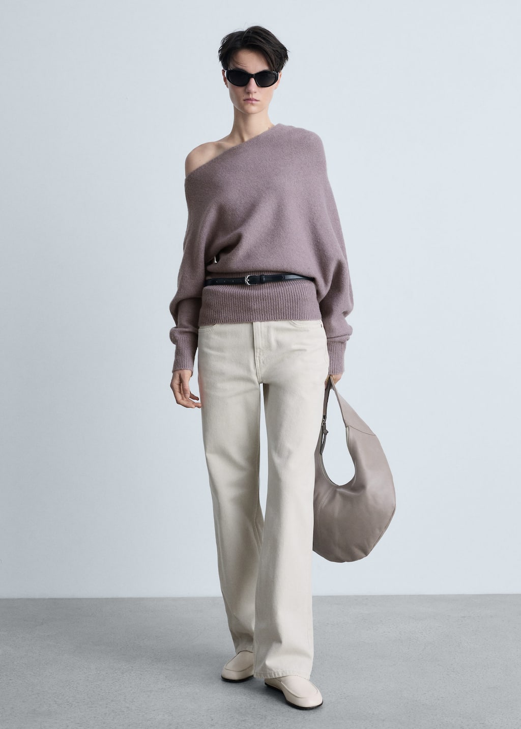 MANGO - Asymmetrical wool-blend sweater light/pastel purple - S - Woman