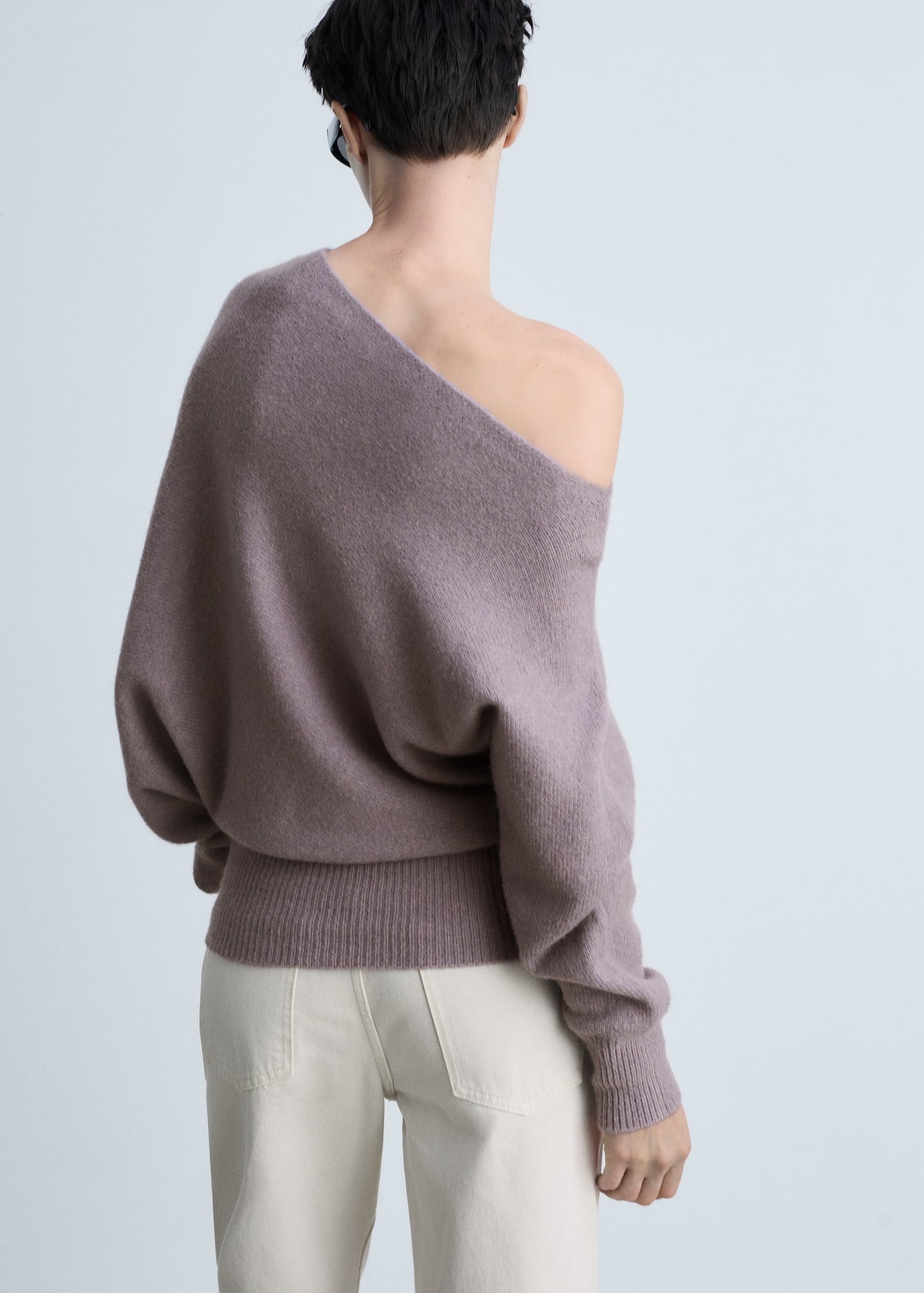 MANGO - Asymmetrical wool-blend sweater light/pastel purple - S - Woman