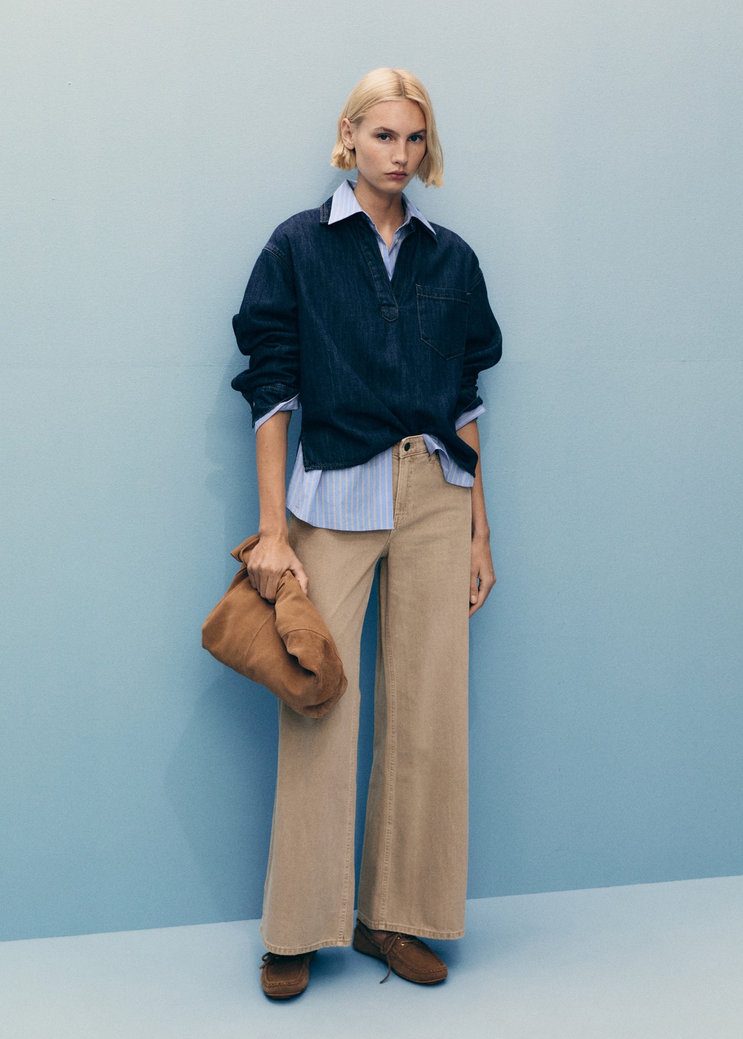 MANGO - Low waist wideleg jeans sand - 10 - Woman