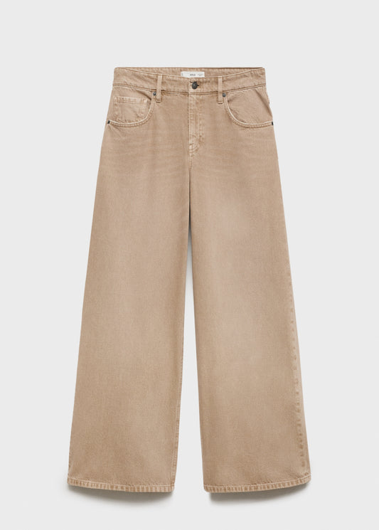 MANGO - Low waist wideleg jeans sand - 10 - Woman