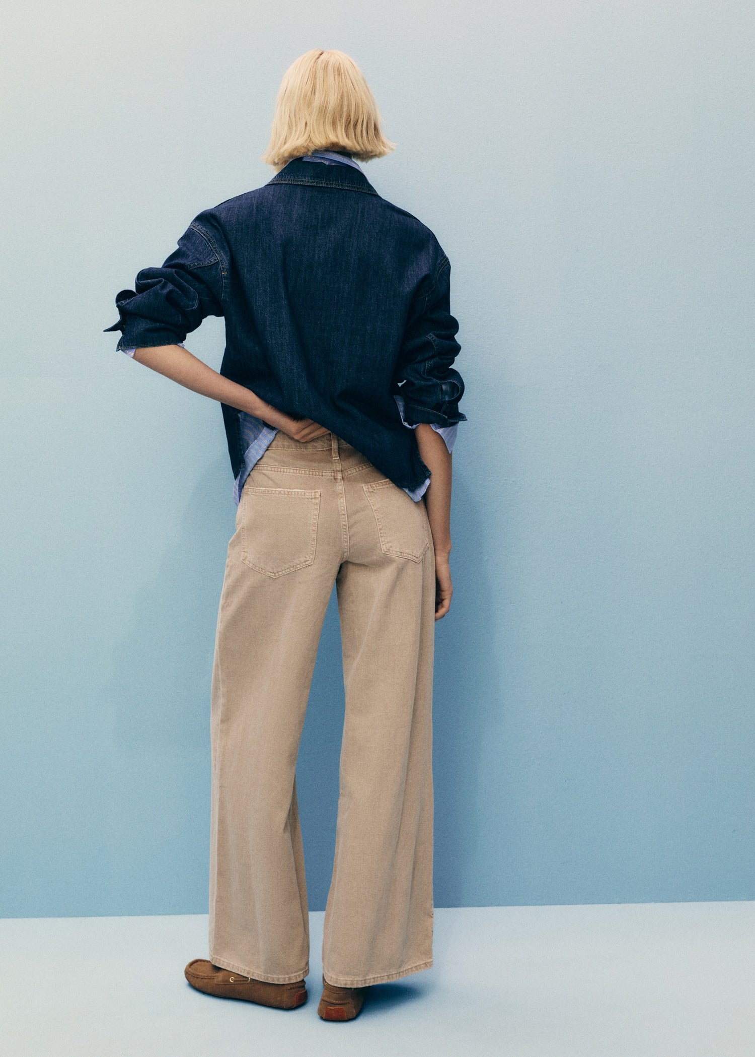 MANGO - Low waist wideleg jeans sand - 10 - Woman
