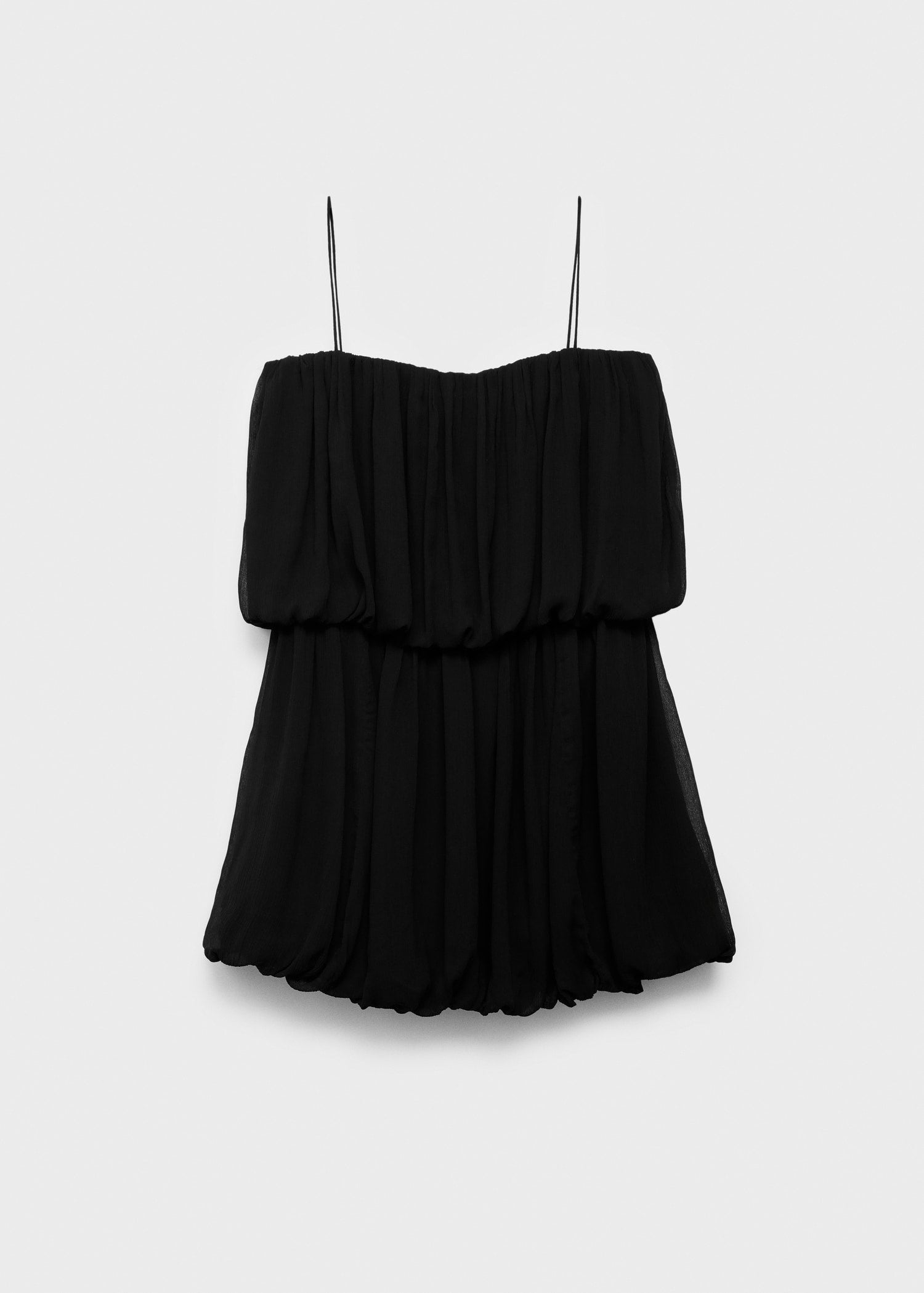 MANGO - Short balloon-effect gathered dress black - 6 - Woman