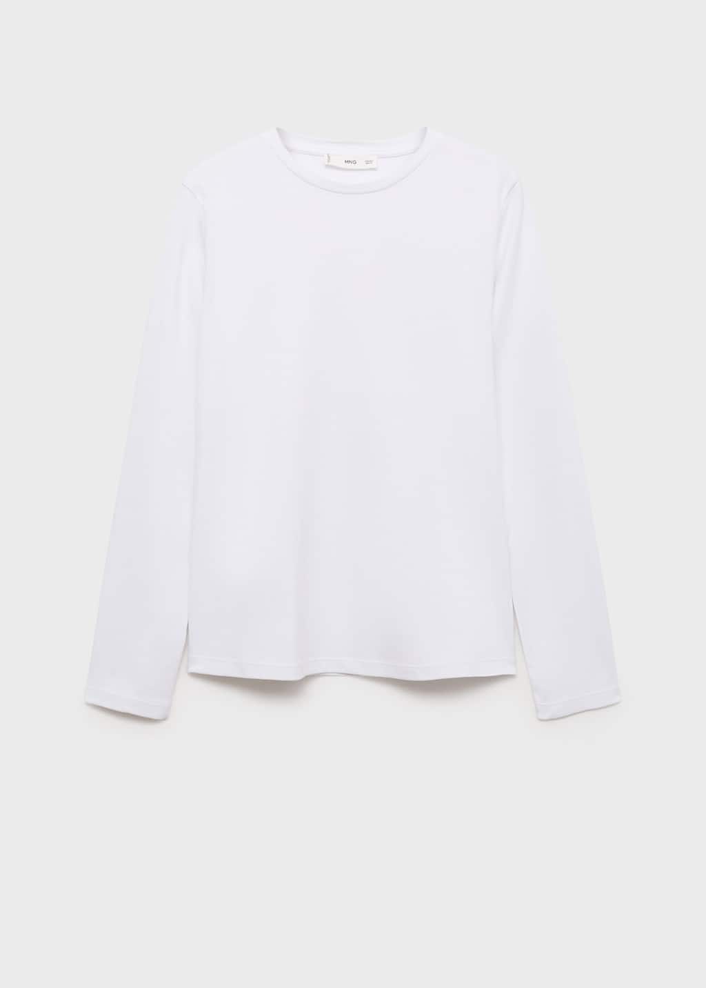 MANGO - Long sleeve cotton t-shirt white - S - Woman