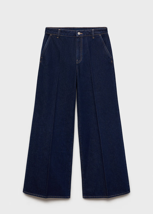 MANGO - High-rise wideleg rinse-wash jeans open blue - 2 - Woman