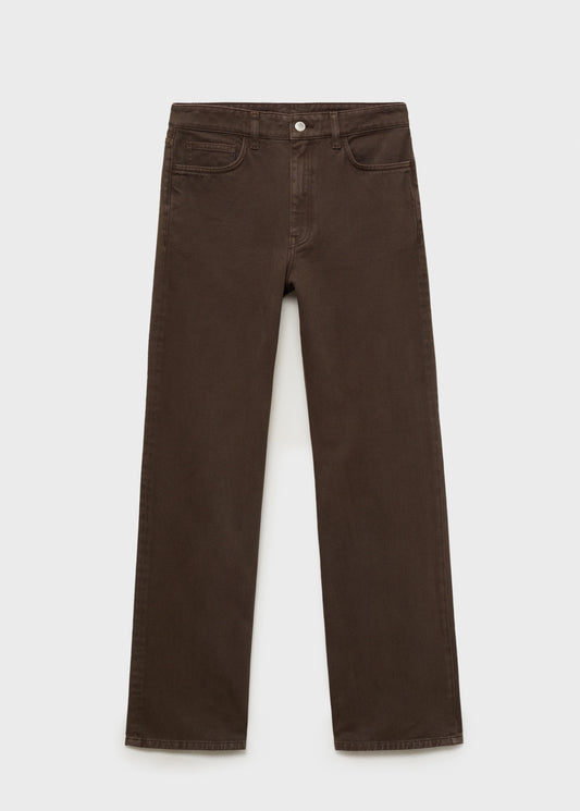 MANGO - High waist straight jeans chocolate - 10 - Woman