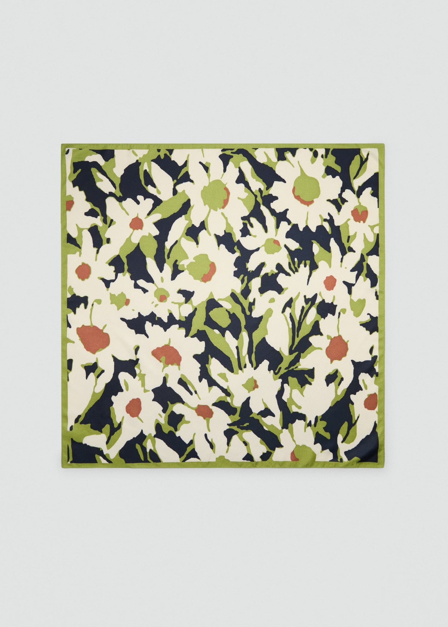 MANGO - Floral-print satin scarf green - One size - Woman
