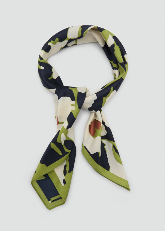 MANGO - Floral-print satin scarf green - One size - Woman