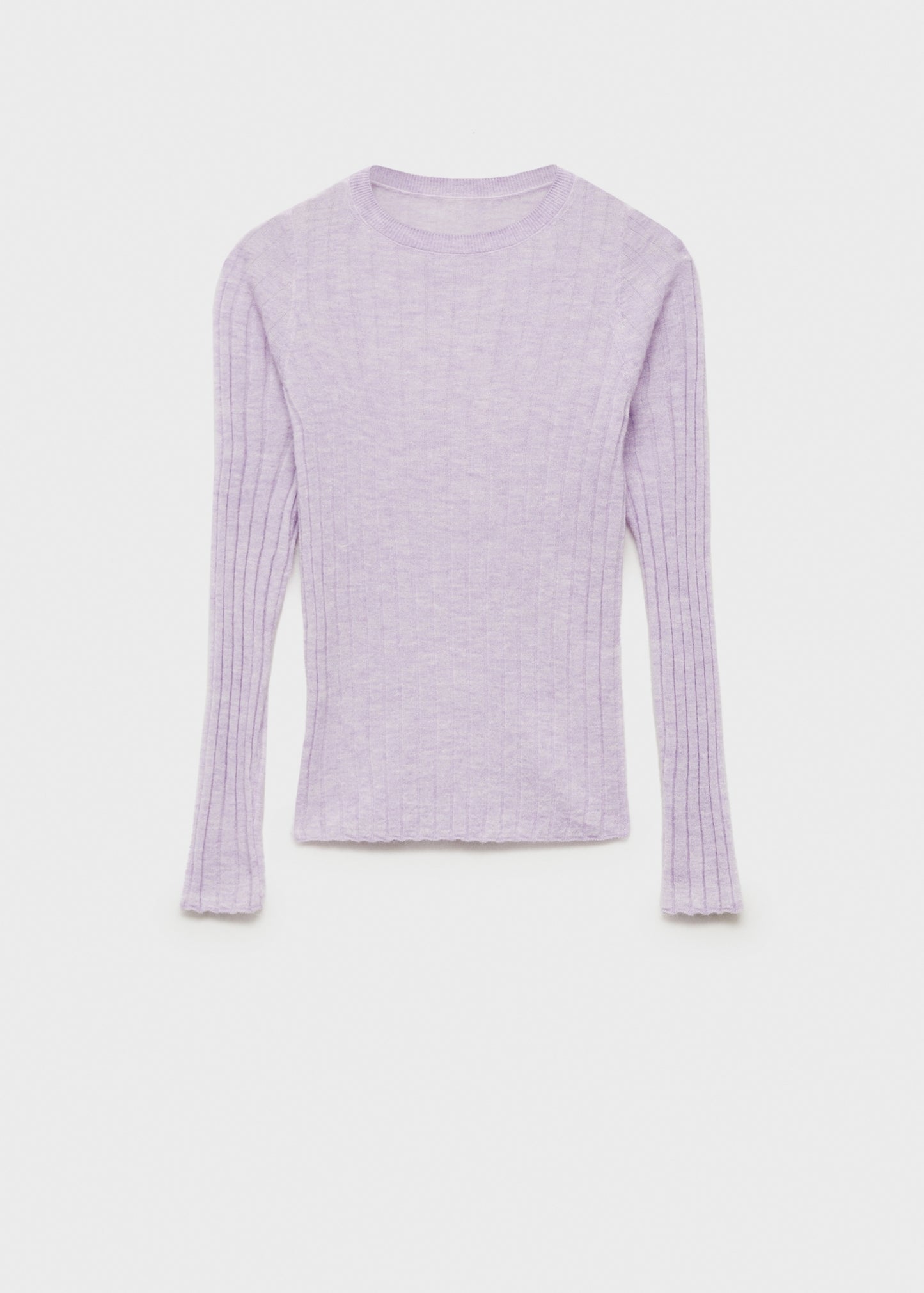 MANGO - Ribbed round-neck sweater light/pastel purple - L - Woman