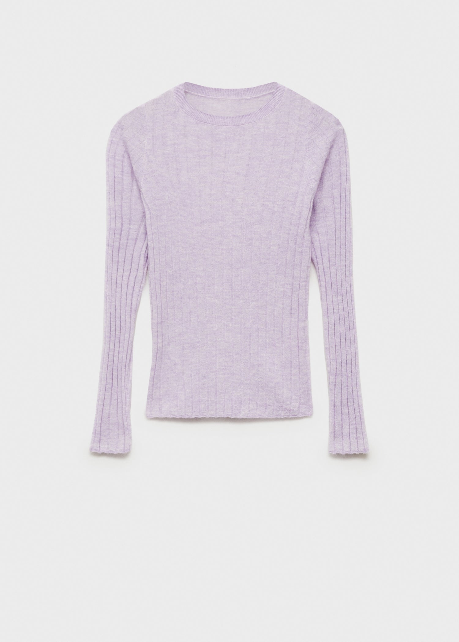 MANGO - Ribbed round-neck sweater light/pastel purple - L - Woman