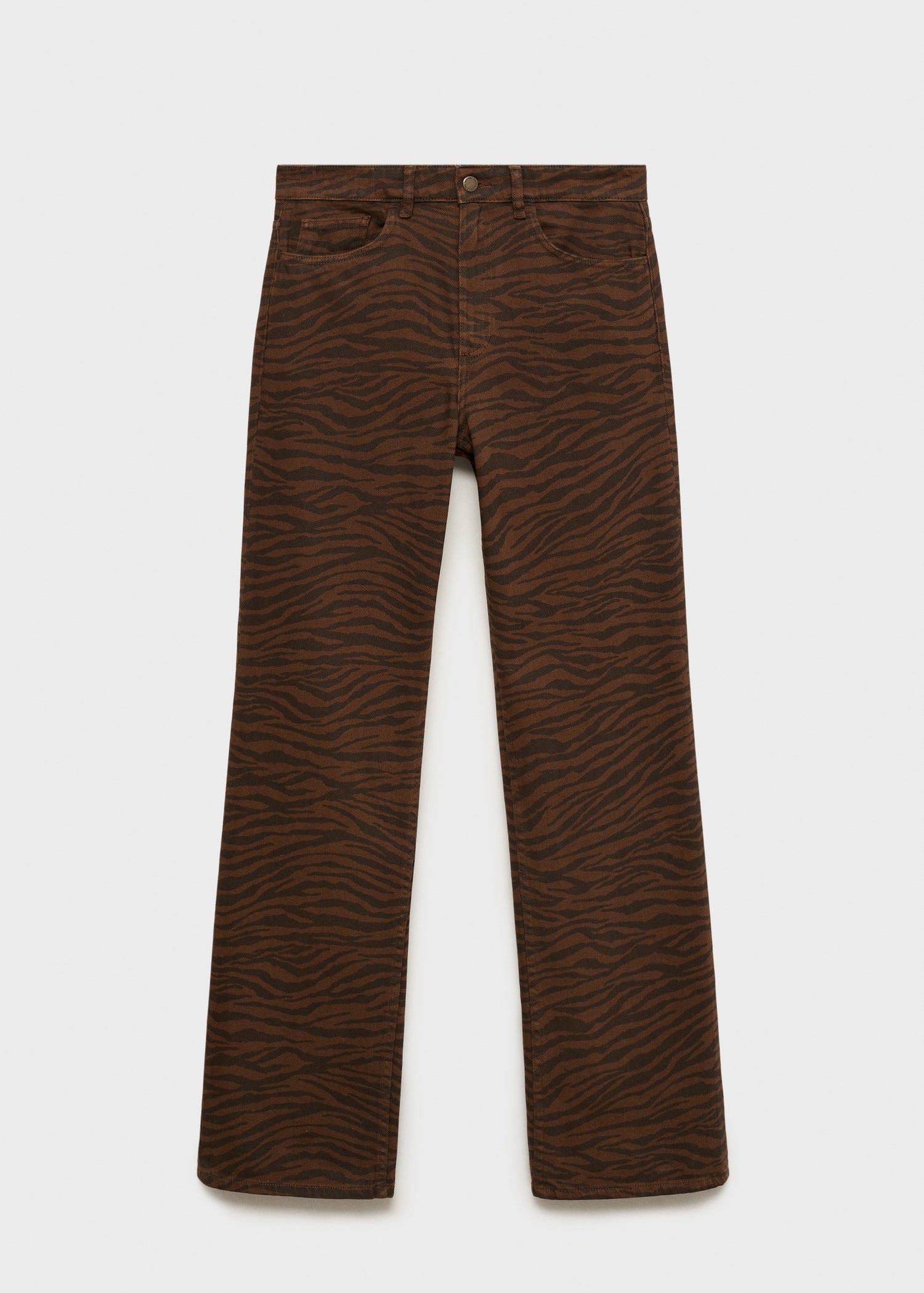 MANGO - Zebra-print straight-fit jeans chocolate - 14 - Woman