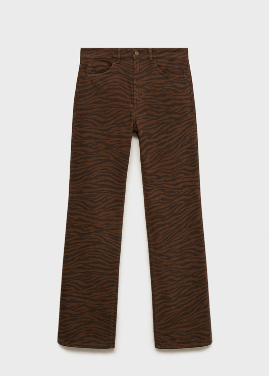 MANGO - Zebra-print straight-fit jeans chocolate - 14 - Woman