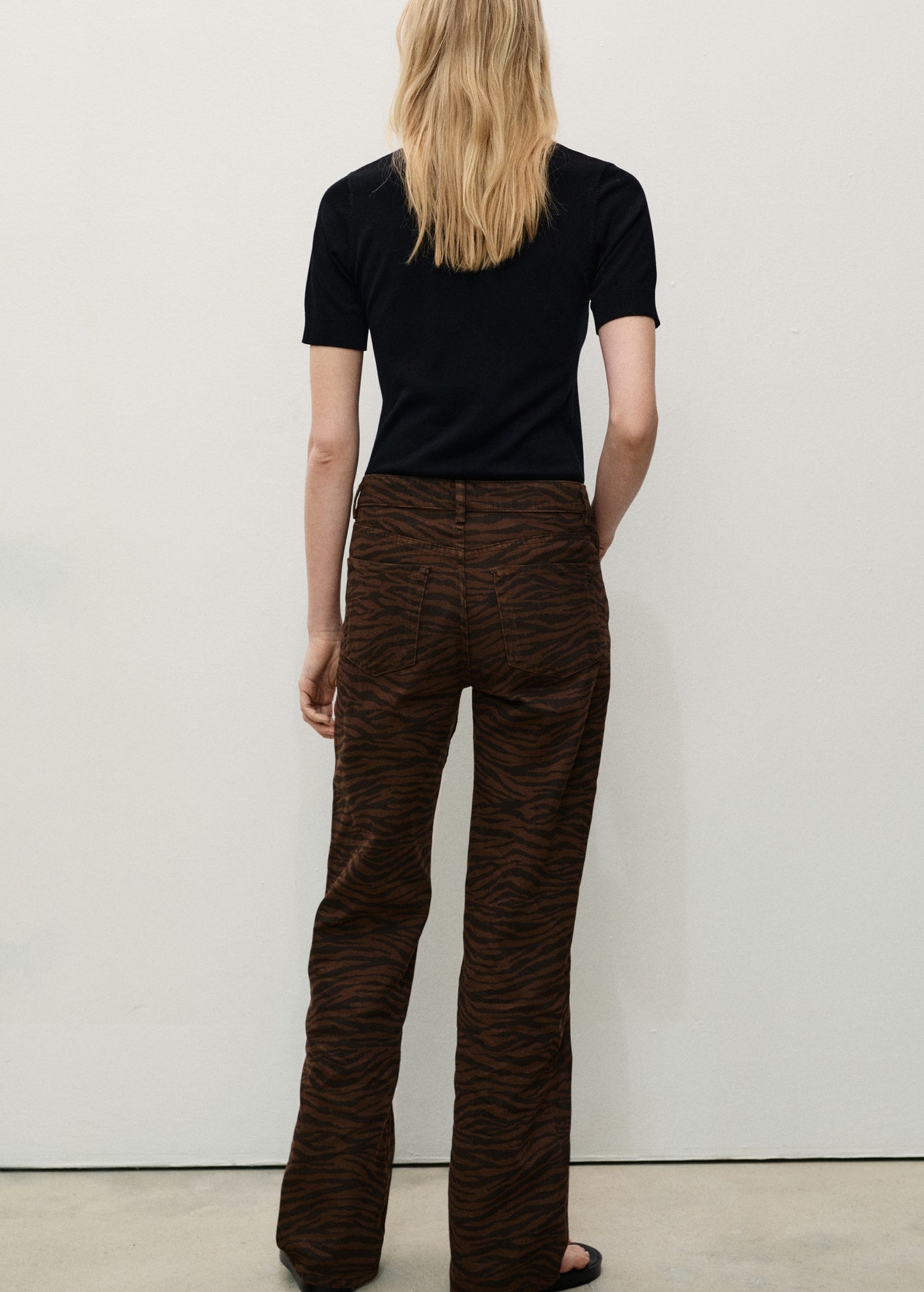 MANGO - Zebra-print straight-fit jeans chocolate - 14 - Woman