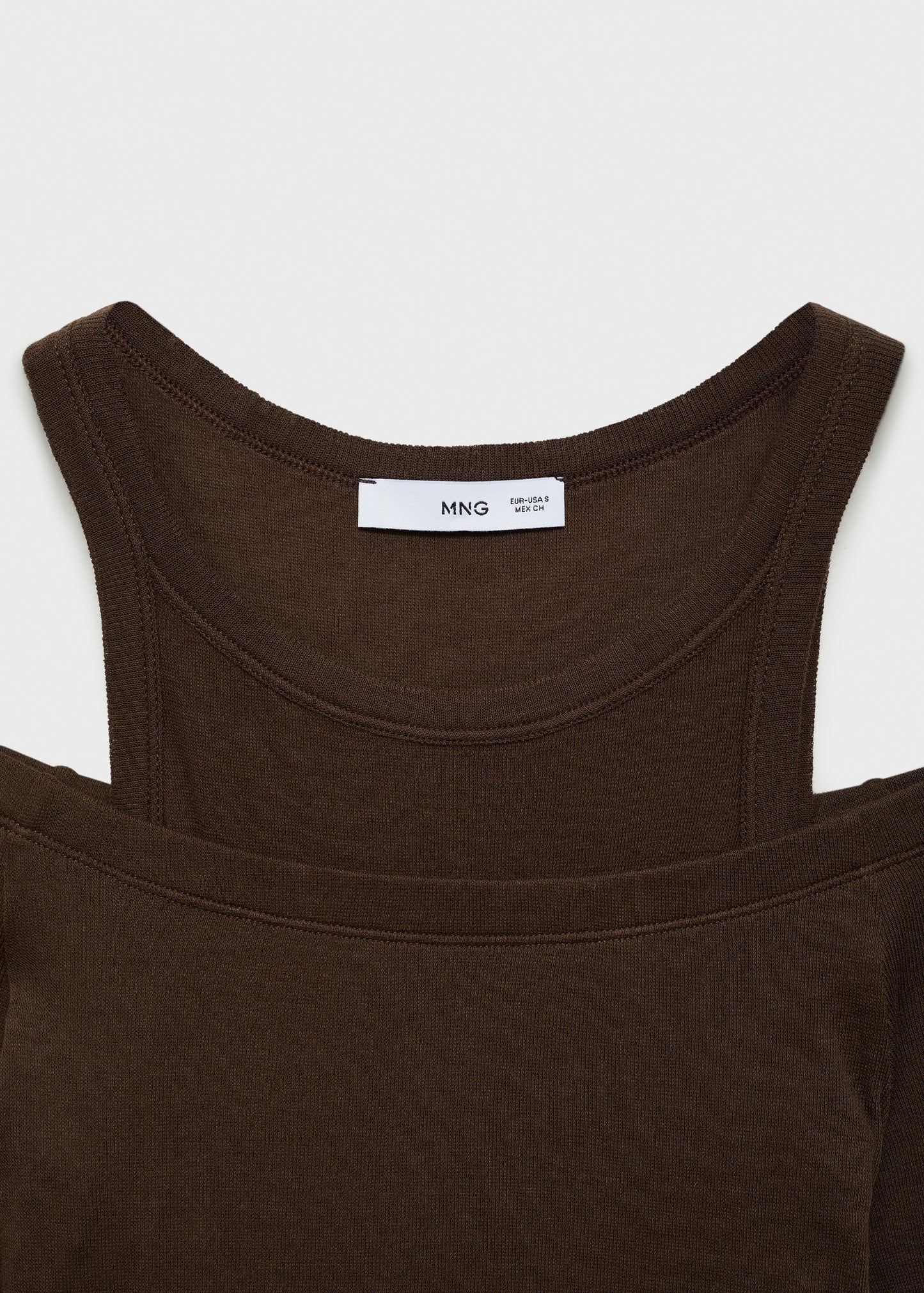 MANGO - Contrasting cotton-blend T-shirt brown - S - Woman