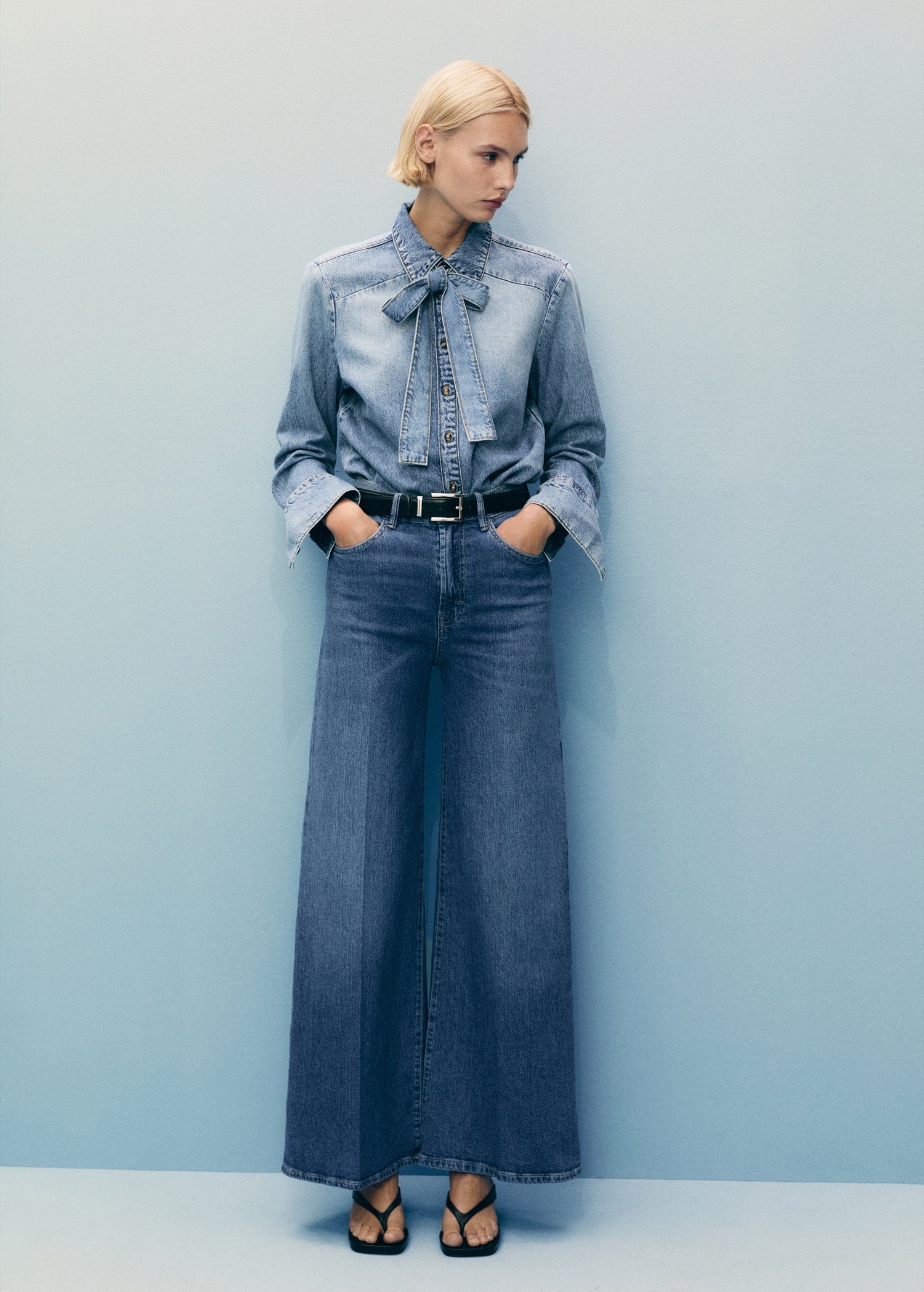 MANGO - High-rise wideleg jeans medium blue - 2 - Woman