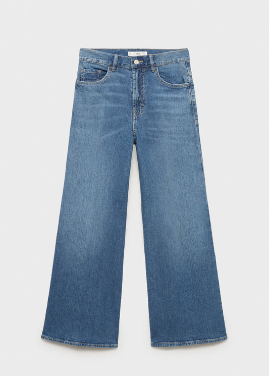 MANGO - High-rise wideleg jeans medium blue - 2 - Woman