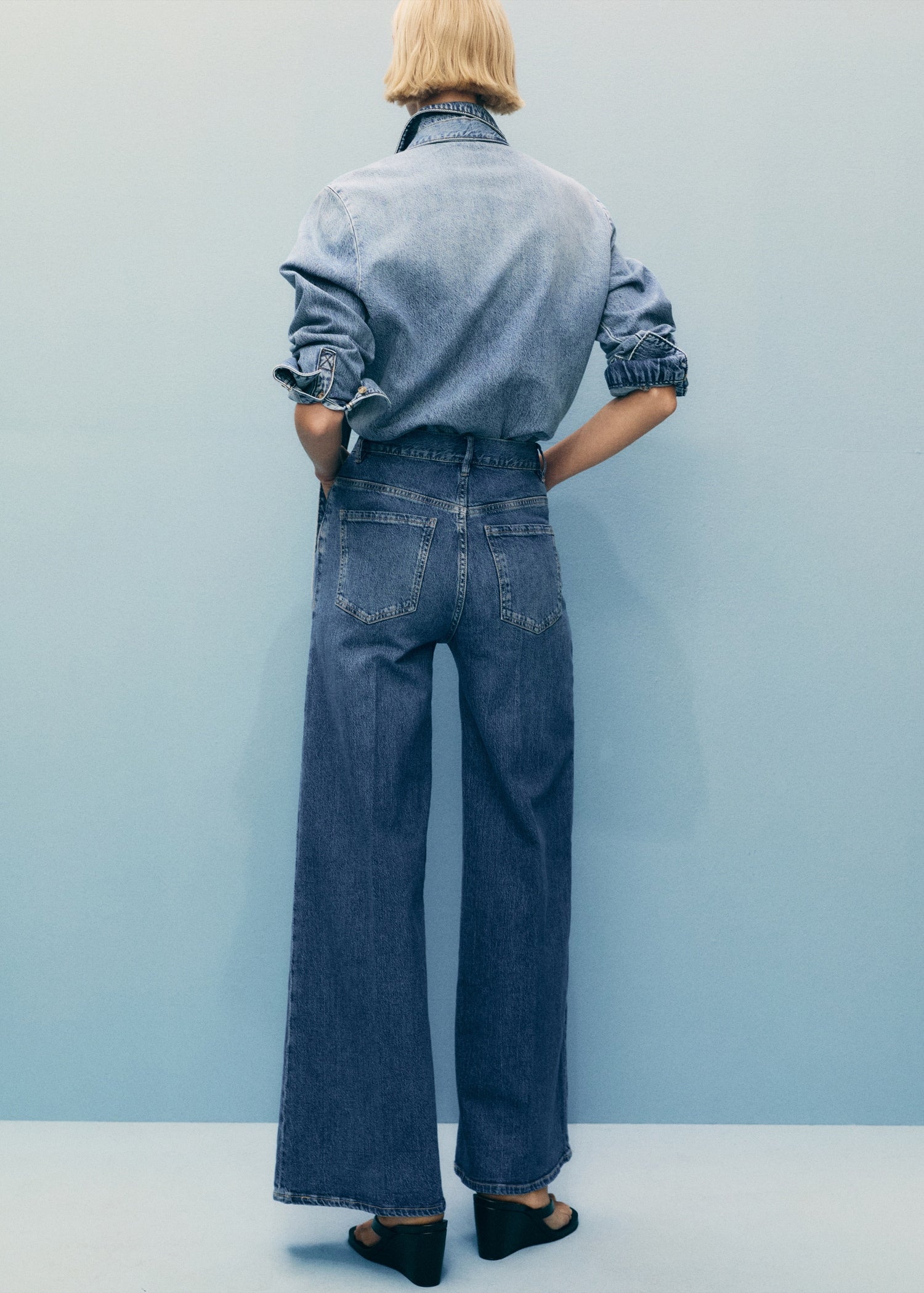 MANGO - High-rise wideleg jeans medium blue - 2 - Woman