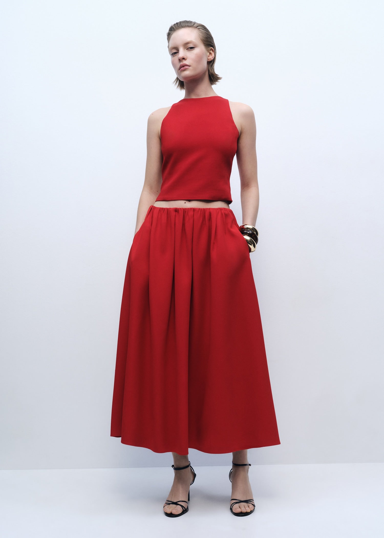 MANGO - Crop top with bow on the back red - XXS - Woman