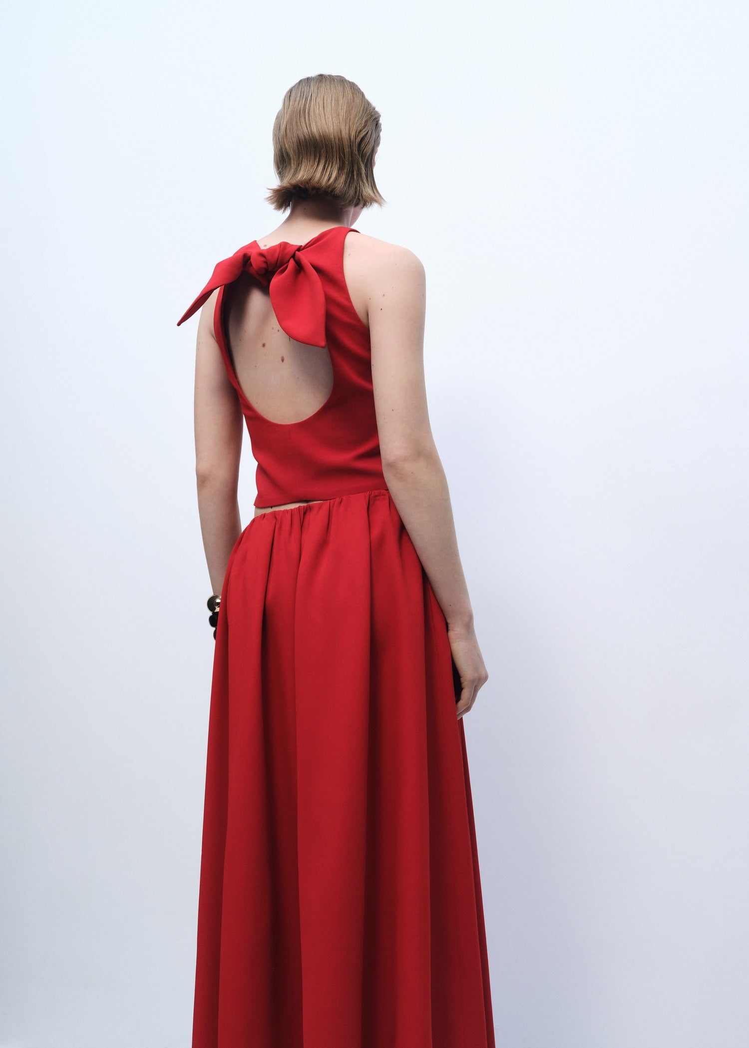 MANGO - Crop top with bow on the back red - XXS - Woman