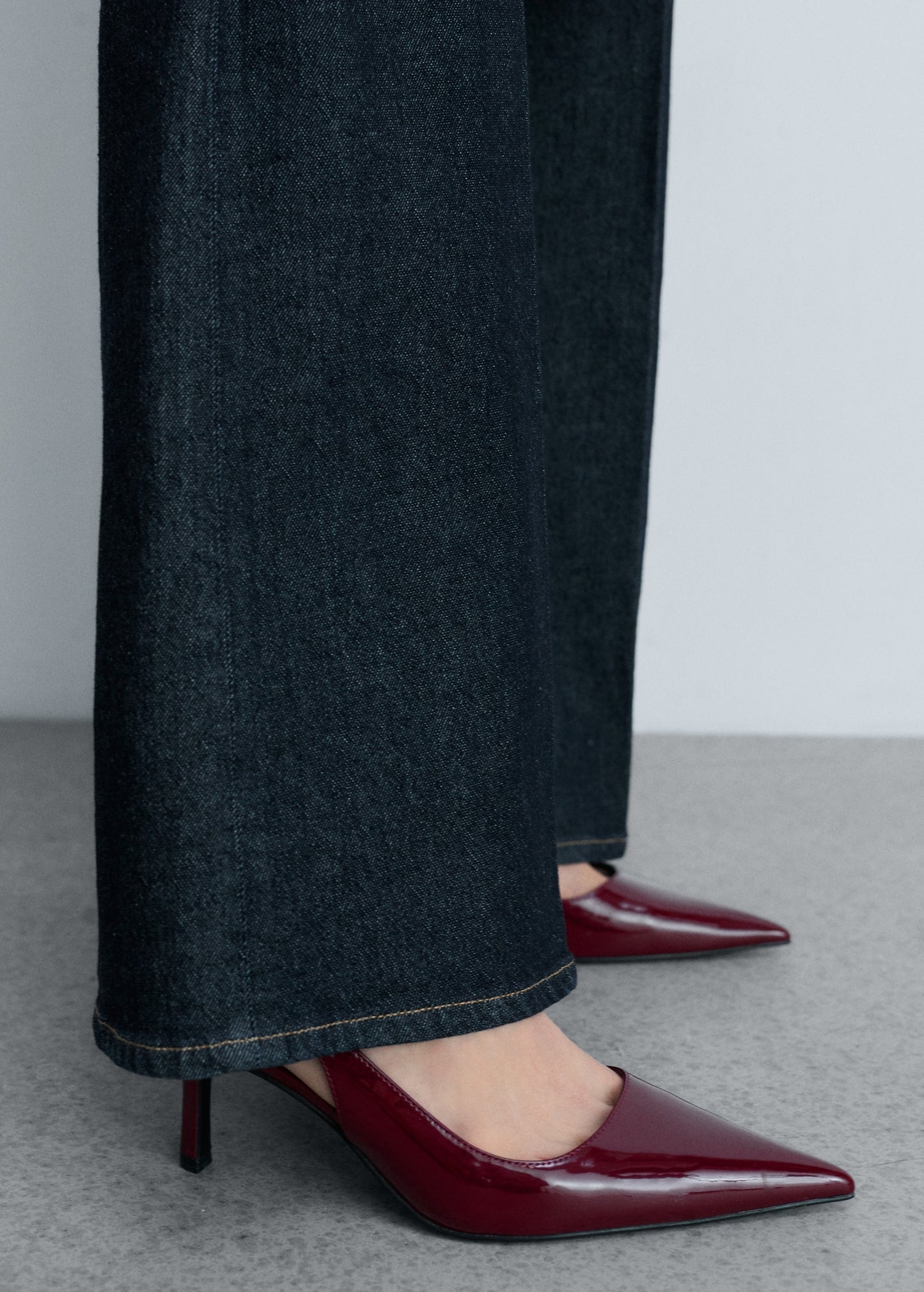 MANGO - Pointed shoes with patent leather effect burgundy - 9½ - Woman