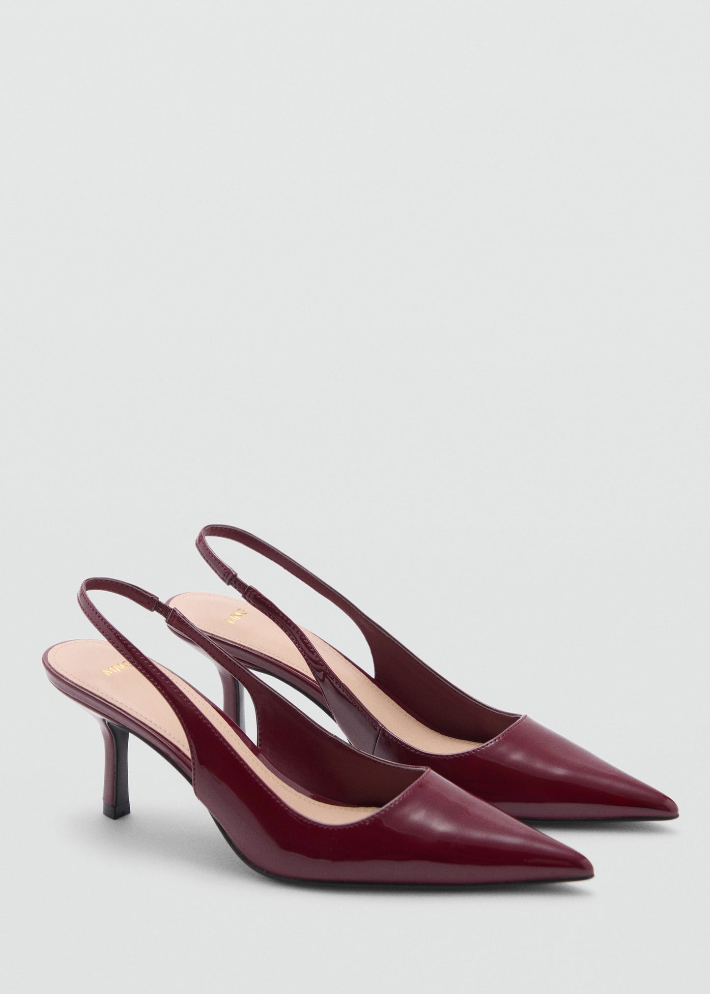 MANGO - Pointed shoes with patent leather effect burgundy - 9½ - Woman