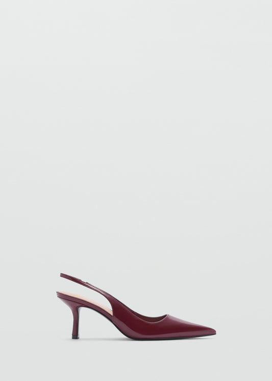 MANGO - Pointed shoes with patent leather effect burgundy - 9½ - Woman