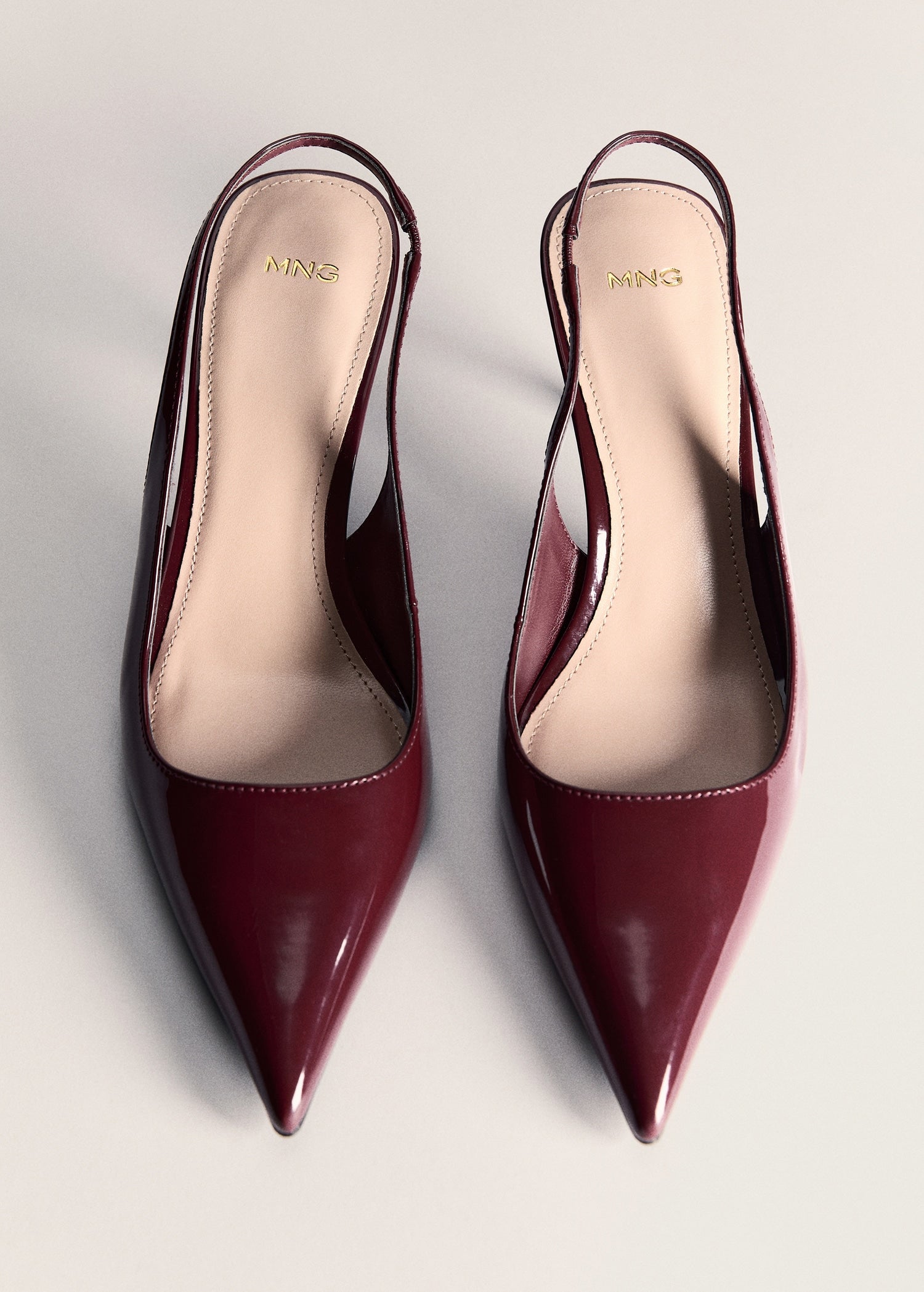 MANGO - Pointed shoes with patent leather effect burgundy - 9½ - Woman