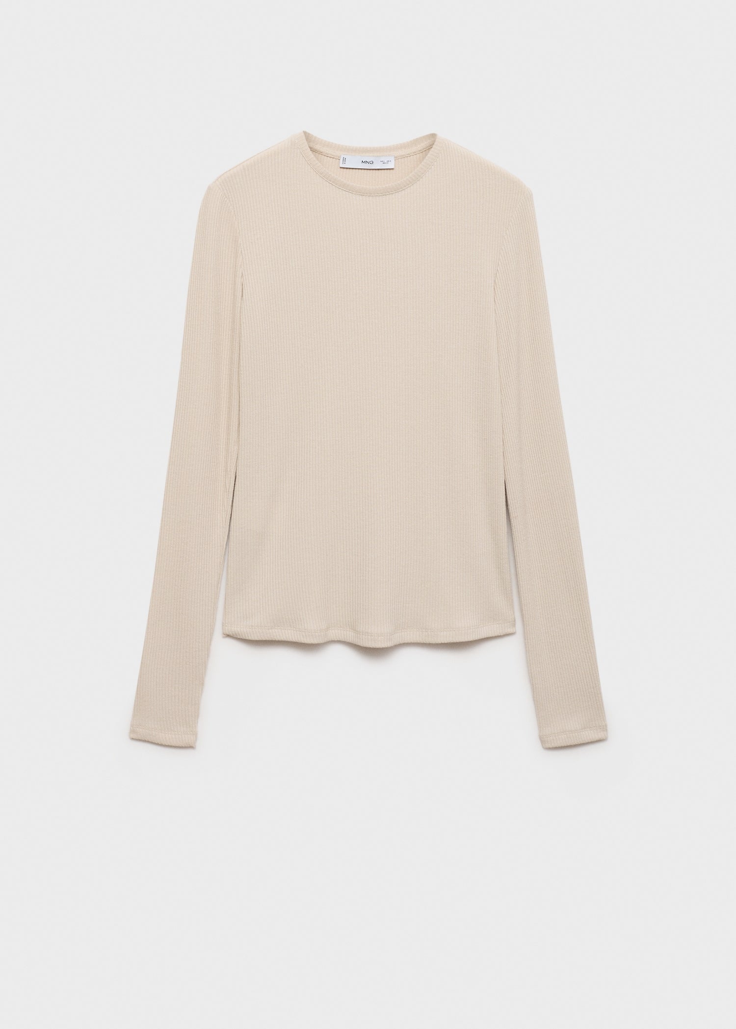 MANGO - Ribbed knit t-shirt sand - XS - Woman